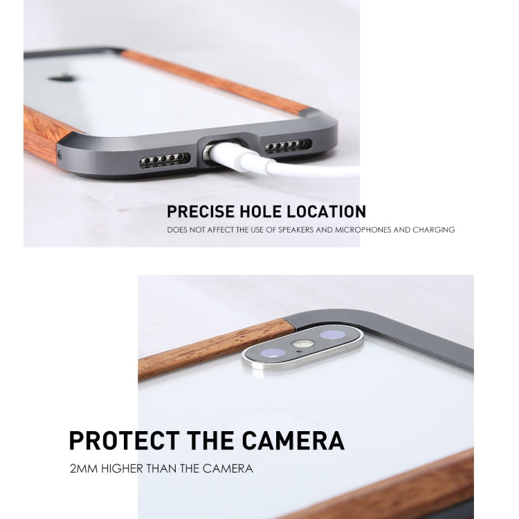 For iPhone XS Max R-JUST Metal + Wood Frame Protective Case - free shipping - PMC TechLife - Order now!