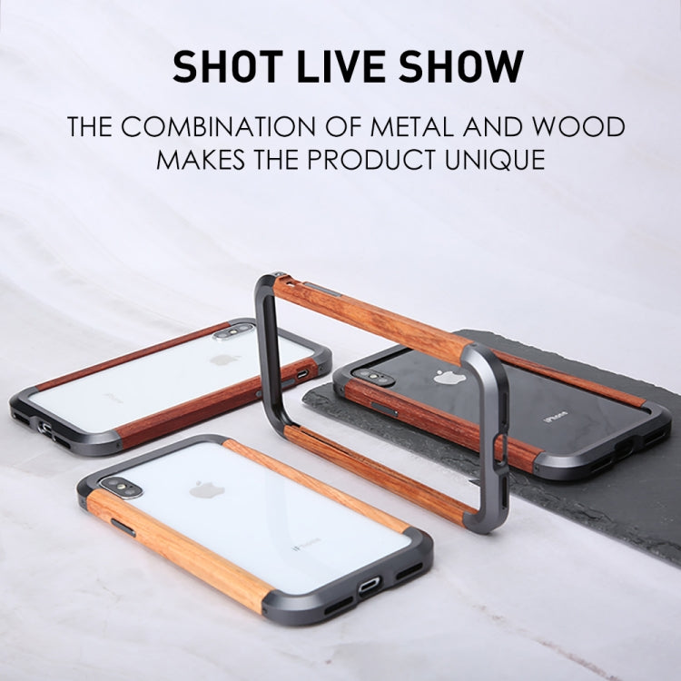 For iPhone XR R-JUST Metal + Wood Frame Protective Case - More iPhone Cases by R-JUST | Online Shopping South Africa | PMC Jewellery
