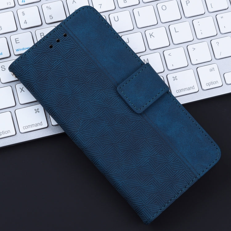 For iPhone 16e Geometric Embossed Leather Phone Case(Blue) - iPhone 16e Cases by PMC TechLife | Online Shopping South Africa | PMC TechLife | Buy Now Pay Later Mobicred