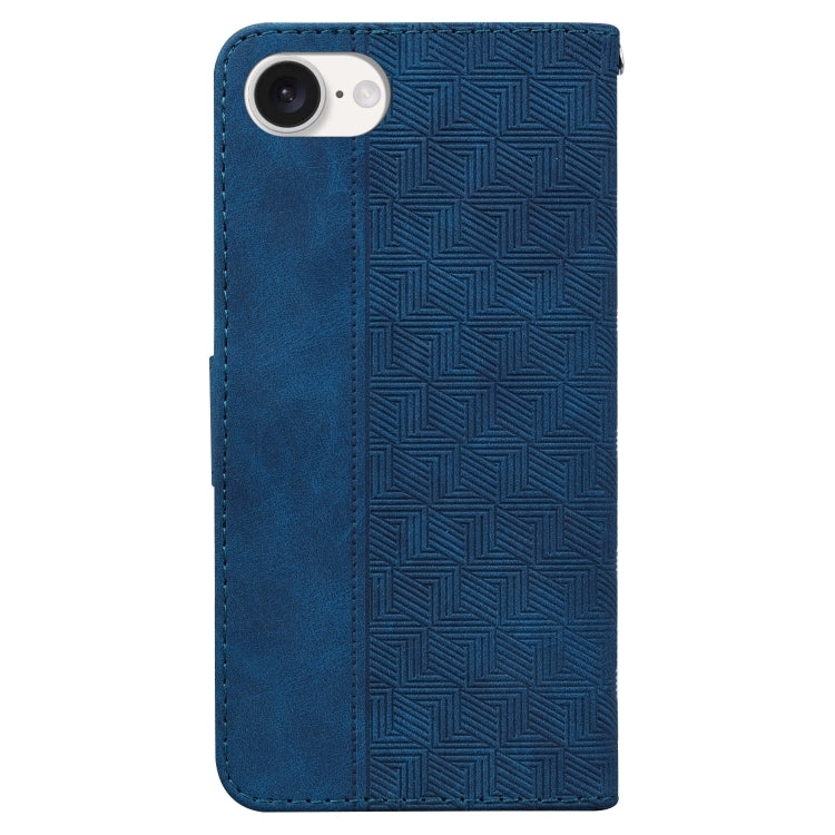 For iPhone 16e Geometric Embossed Leather Phone Case(Blue) - iPhone 16e Cases by PMC TechLife | Online Shopping South Africa | PMC TechLife | Buy Now Pay Later Mobicred