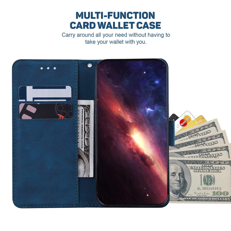 For iPhone 16e Geometric Embossed Leather Phone Case(Blue) - iPhone 16e Cases by PMC TechLife | Online Shopping South Africa | PMC TechLife | Buy Now Pay Later Mobicred