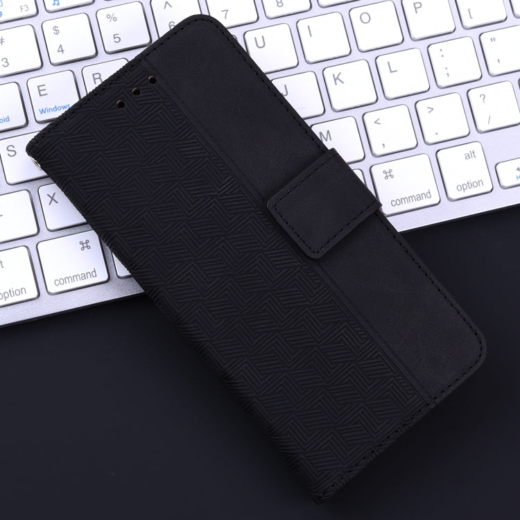 For iPhone 16e Geometric Embossed Leather Phone Case(Black) - iPhone 16e Cases by PMC TechLife | Online Shopping South Africa | PMC TechLife | Buy Now Pay Later Mobicred