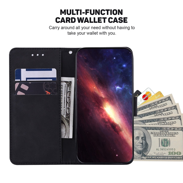 For iPhone 16e Geometric Embossed Leather Phone Case(Black) - iPhone 16e Cases by PMC TechLife | Online Shopping South Africa | PMC TechLife | Buy Now Pay Later Mobicred