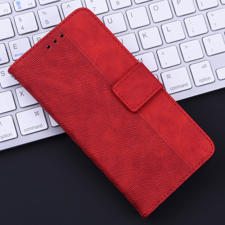 For iPhone 16e Geometric Embossed Leather Phone Case(Red) - iPhone 16e Cases by PMC TechLife | Online Shopping South Africa | PMC TechLife | Buy Now Pay Later Mobicred