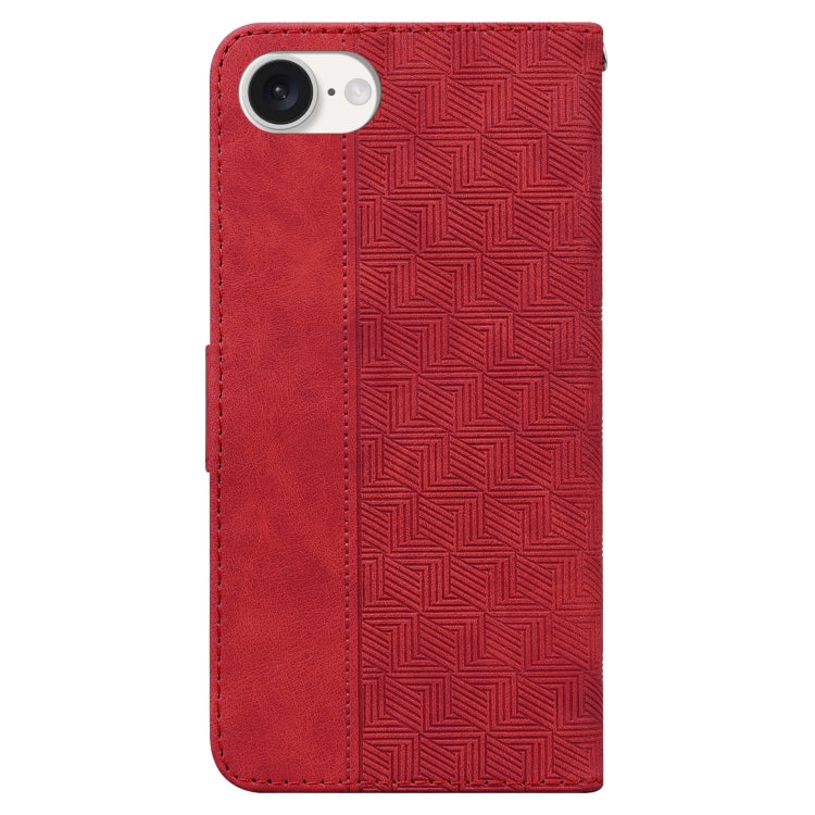 For iPhone 16e Geometric Embossed Leather Phone Case(Red) - iPhone 16e Cases by PMC TechLife | Online Shopping South Africa | PMC TechLife | Buy Now Pay Later Mobicred
