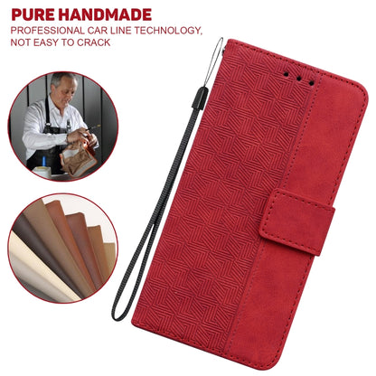 For iPhone SE 2024 Geometric Embossed Leather Phone Case(Red) - More iPhone Cases by PMC Jewellery | Online Shopping South Africa | PMC Jewellery | Buy Now Pay Later Mobicred