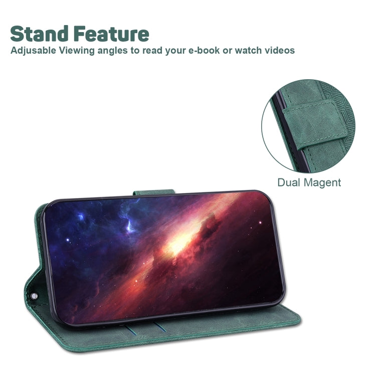 For iPhone 16 Plus Geometric Embossed Leather Phone Case(Green) - iPhone 16 Plus Cases by PMC TechLife | Online Shopping South Africa | PMC TechLife | Buy Now Pay Later Mobicred
