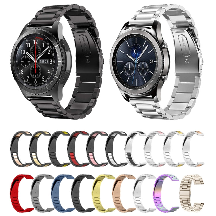 For Huawei Watch 4 / 4 Pro Three Bead Stainless Steel Watch Band(Blue) - Watch Bands by PMC TechLife | Online Shopping South Africa | PMC TechLife