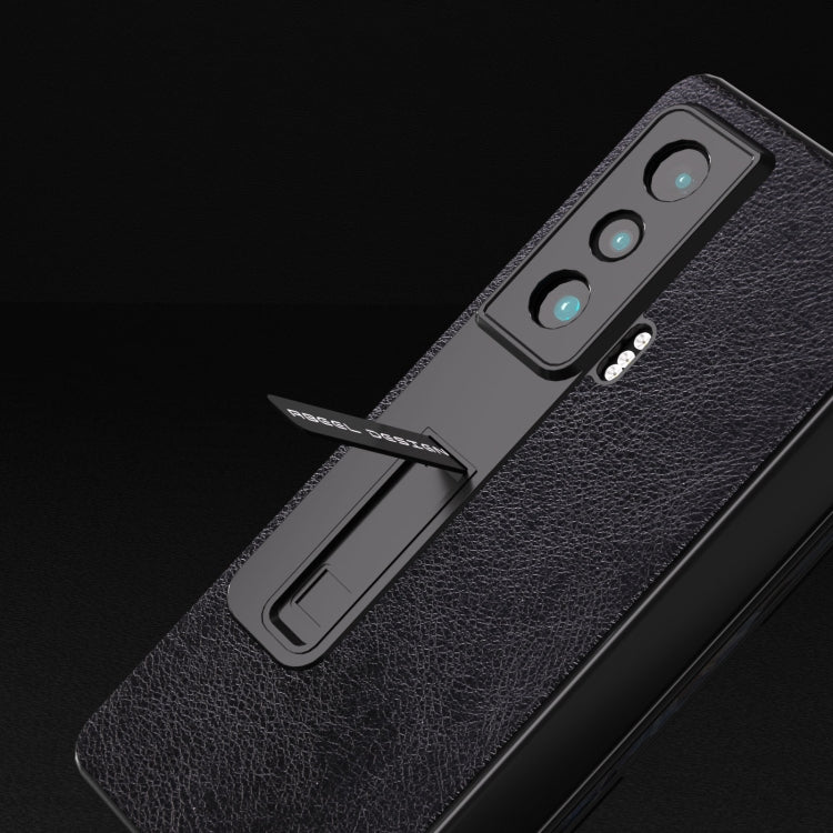 For Honor Magic Vs ABEEL Dual Color Lichi Texture PU Phone Case(Black) - Honor Cases by PMC TechLife | Online Shopping South Africa | PMC TechLife | Buy Now Pay Later Mobicred