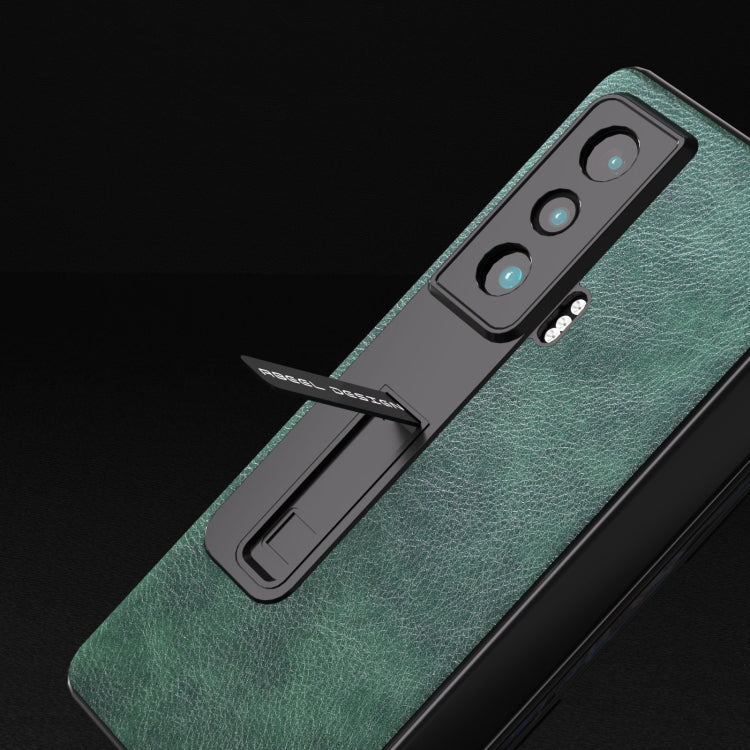For Honor Magic Vs ABEEL Dual Color Lichi Texture PU Phone Case(Green) - Honor Cases by PMC TechLife | Online Shopping South Africa | PMC TechLife | Buy Now Pay Later Mobicred
