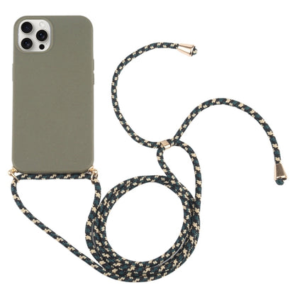 For iPhone 16 Pro Max Wheat Straw TPU Shockproof Phone Case with Neck Lanyard(Dark Green) - iPhone 16 Pro Max Cases by PMC Jewellery | Online Shopping South Africa | PMC Jewellery | Buy Now Pay Later Mobicred