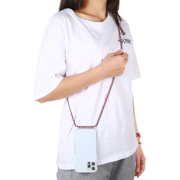 For iPhone 16 Pro Transparent Acrylic Airbag Shockproof Phone Protective Case with Lanyard(White Grey Fine Lines) - iPhone 16 Pro Cases by PMC TechLife | Online Shopping South Africa | PMC TechLife | Buy Now Pay Later Mobicred