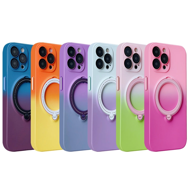 For iPhone 13 Pro MagSafe Holder Gradient TPU Phone Case(Gray Purple) - iPhone 13 Pro Cases by PMC TechLife | Online Shopping South Africa | PMC TechLife