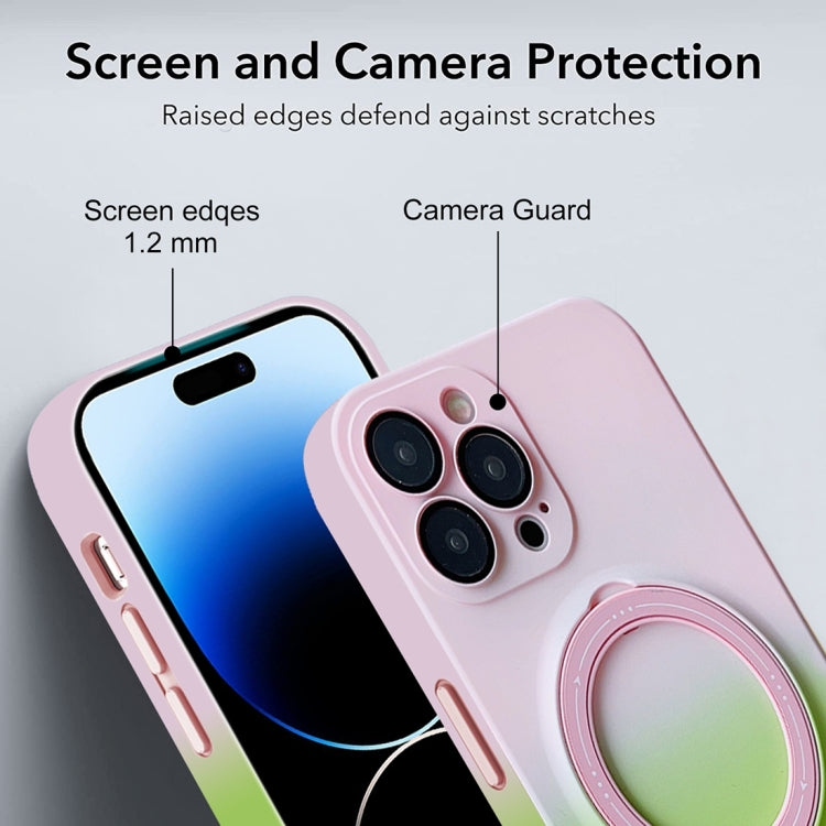 For iPhone 11 MagSafe Holder Gradient TPU Phone Case(Gray Purple) - iPhone 11 Cases by PMC TechLife | Online Shopping South Africa | PMC TechLife