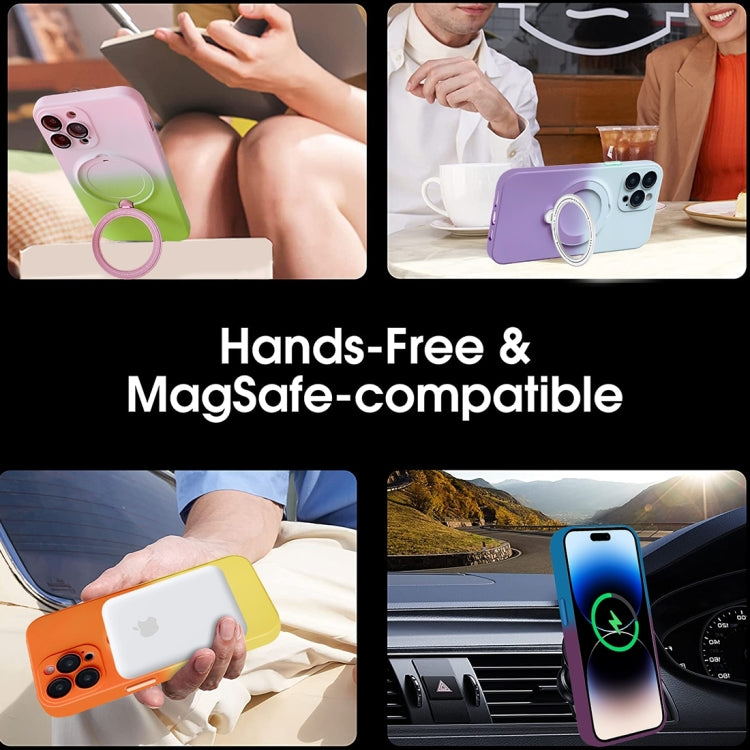 For iPhone 11 Pro Max MagSafe Holder Gradient TPU Phone Case(Gray Purple) - iPhone 11 Pro Max Cases by PMC TechLife | Online Shopping South Africa | PMC TechLife