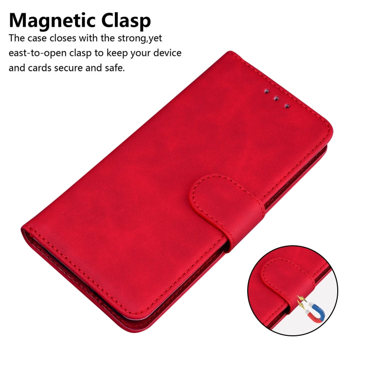 For iPhone 16e Skin Feel Pure Color Flip Leather Phone Case(Red) - iPhone 16e Cases by PMC TechLife | Online Shopping South Africa | PMC TechLife | Buy Now Pay Later Mobicred