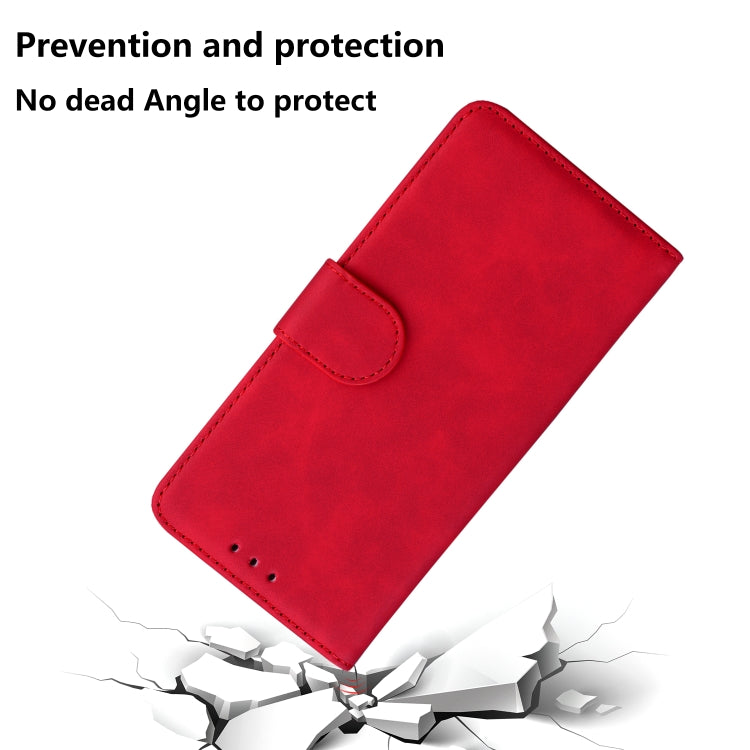 For iPhone 16e Skin Feel Pure Color Flip Leather Phone Case(Red) - iPhone 16e Cases by PMC TechLife | Online Shopping South Africa | PMC TechLife | Buy Now Pay Later Mobicred