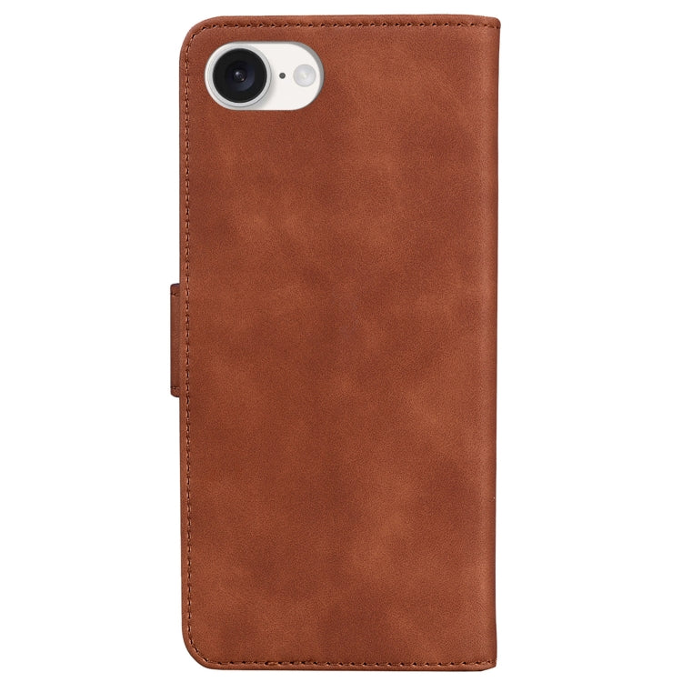 For iPhone 16e Skin Feel Pure Color Flip Leather Phone Case(Brown) - iPhone 16e Cases by PMC TechLife | Online Shopping South Africa | PMC TechLife | Buy Now Pay Later Mobicred