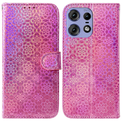 For Motorola Edge 50 Pro Colorful Magnetic Buckle Leather Phone Case(Pink) - Motorola Cases by PMC Jewellery | Online Shopping South Africa | PMC Jewellery | Buy Now Pay Later Mobicred