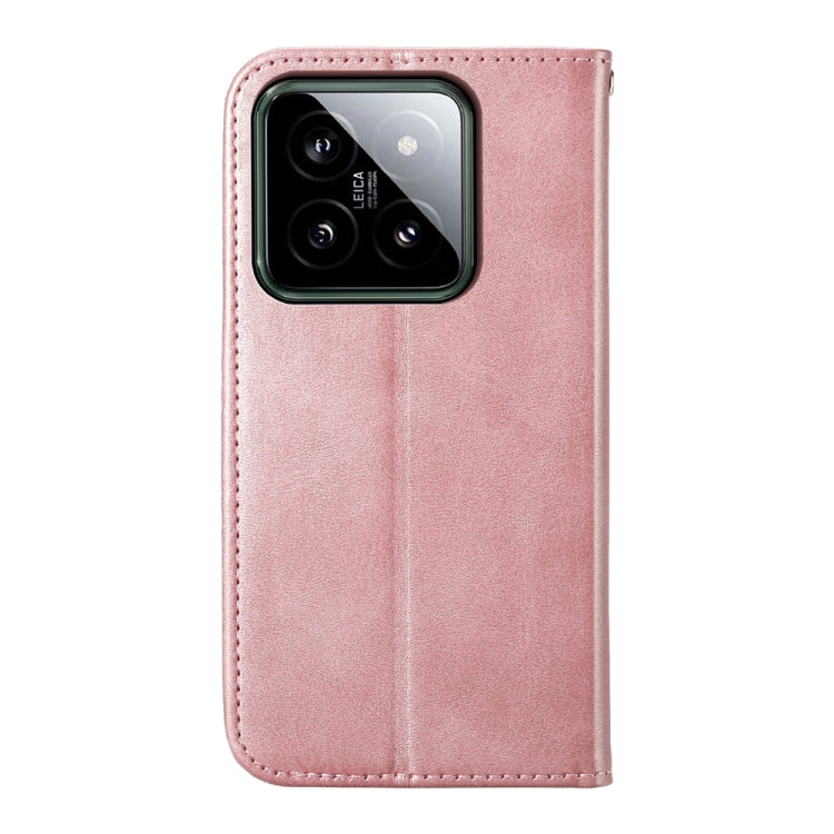 For Xiaomi 14 Cubic Grid Calf Texture Magnetic Leather Phone Case(Rose Gold) - 14 Cases by PMC TechLife | Online Shopping South Africa | PMC TechLife | Buy Now Pay Later Mobicred