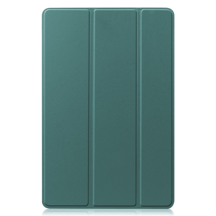 For Samsung Galaxy Tab S9 FE Custer Pure Color 3-Fold Holder Smart Leather Tablet Case(Dark Green) - Galaxy Tab S9 FE by PMC Jewellery | Online Shopping South Africa | PMC Jewellery | Buy Now Pay Later Mobicred