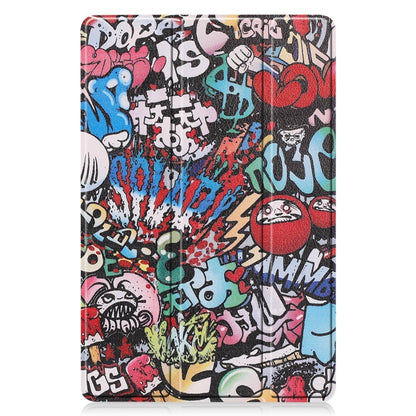 For Samsung Galaxy Tab S9 Custer Painted 3-Fold Holder Smart Leather Tablet Case(Graffiti) - Galaxy Tab S9 Cases by PMC Jewellery | Online Shopping South Africa | PMC Jewellery | Buy Now Pay Later Mobicred