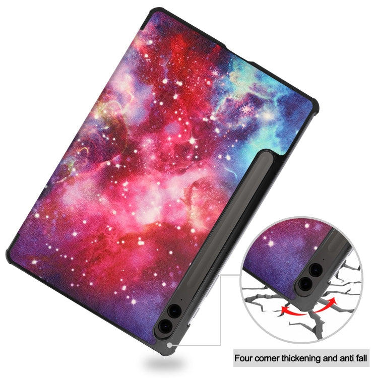 For Samsung Galaxy Tab S9 FE+ / S10+ Custer Painted 3-Fold Holder Smart Leather Tablet Case(Milky Way Nebula) - Galaxy Tab S9 FE+ by PMC Jewellery | Online Shopping South Africa | PMC Jewellery | Buy Now Pay Later Mobicred