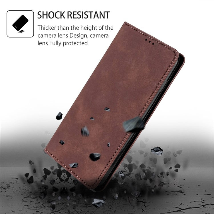 For vivo Y03 4G Skin Feel Magnetic Leather Phone Case(Dark Brown) - vivo Cases by PMC Jewellery | Online Shopping South Africa | PMC Jewellery | Buy Now Pay Later Mobicred