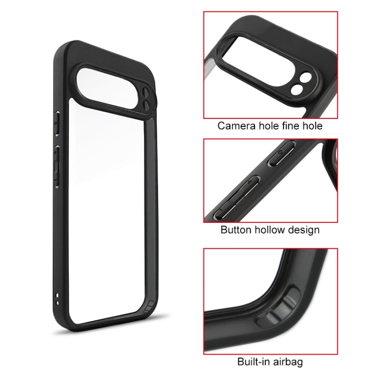 For Google Pixel 9 Frosted TPU + Transparent PC Phone Case(Black) - Google Cases by PMC TechLife | Online Shopping South Africa | PMC TechLife | Buy Now Pay Later Mobicred