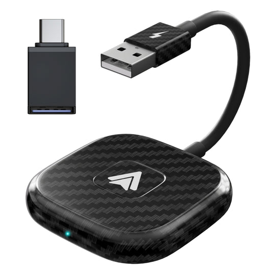 Carbon Fiber USB + USB-C / Type-C Wired to Wireless Carplay Adapter for Android(Black) - Bluetooth Adapters by PMC Jewellery | Online Shopping South Africa | PMC Jewellery | Buy Now Pay Later Mobicred