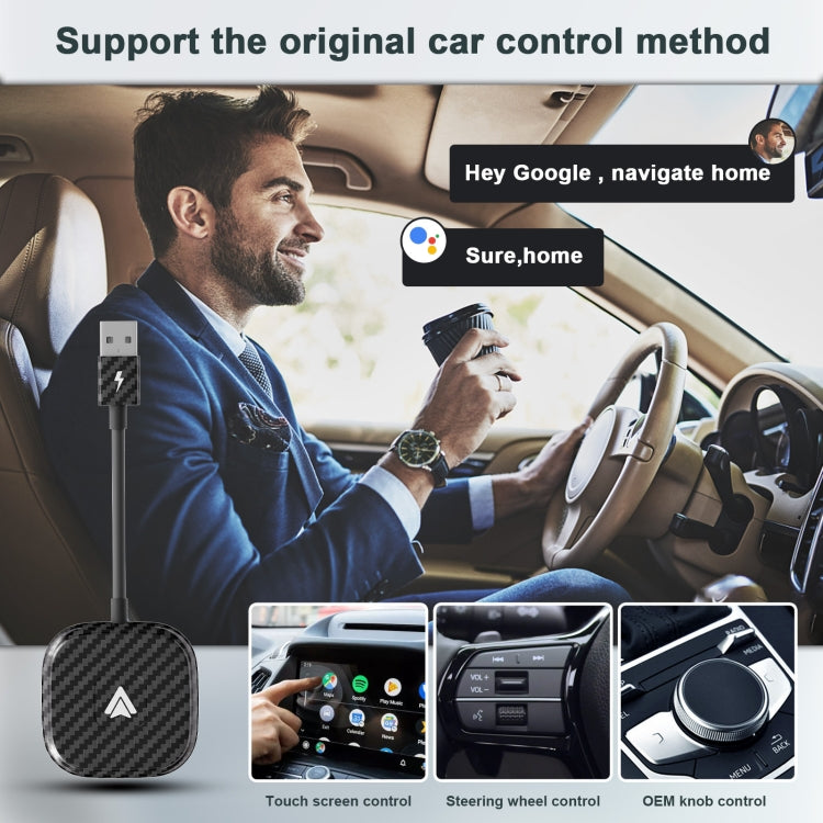Carbon Fiber USB + USB-C / Type-C Wired to Wireless Carplay Adapter for Android(Black) - Bluetooth Adapters by PMC Jewellery | Online Shopping South Africa | PMC Jewellery | Buy Now Pay Later Mobicred