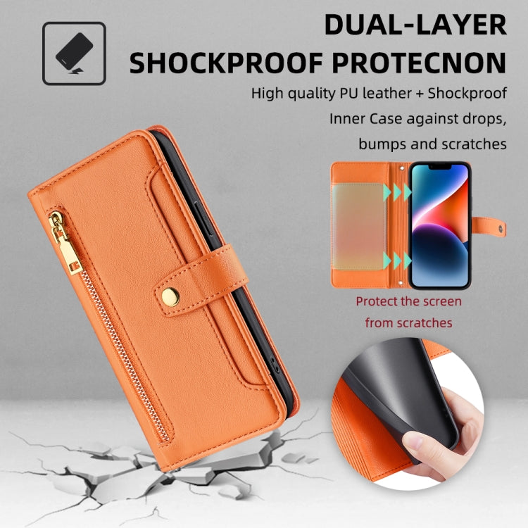 For Honor X9a Sheep Texture Cross-body Zipper Wallet Leather Phone Case(Orange) - free shipping - PMC TechLife - Order now!