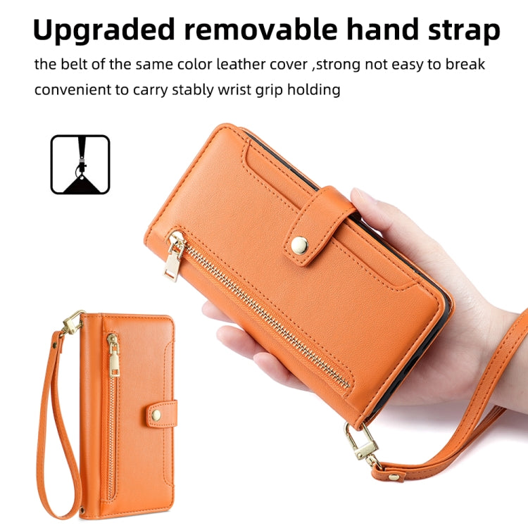 For Honor X9a Sheep Texture Cross-body Zipper Wallet Leather Phone Case(Orange) - free shipping - PMC TechLife - Order now!
