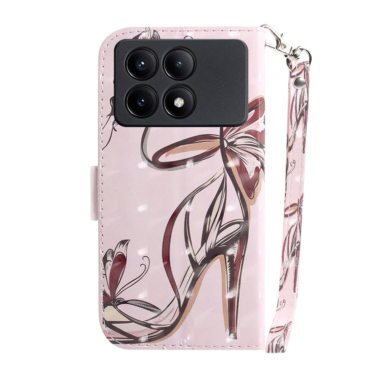 For Xiaomi Redmi K70E / Poco X6 Pro 3D Colored Horizontal Flip Leather Phone Case(Butterfly High-heeled) - K70E Cases by PMC Jewellery | Online Shopping South Africa | PMC Jewellery | Buy Now Pay Later Mobicred