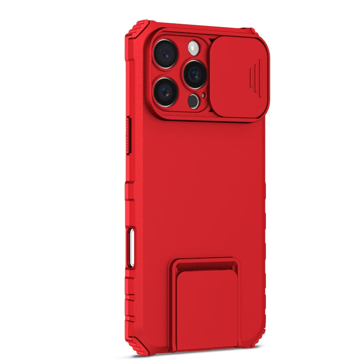For iPhone 16 Pro Stereoscopic Holder Sliding Camshield Phone Case(Red) - free shipping - PMC TechLife - Order now!