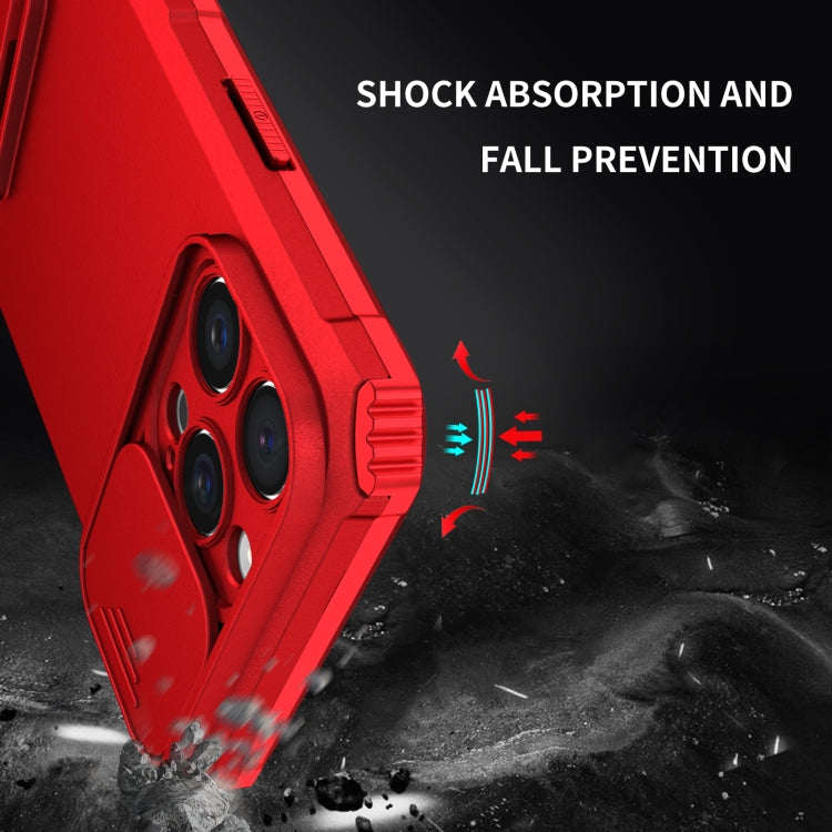 For iPhone 16 Pro Stereoscopic Holder Sliding Camshield Phone Case(Red) - free shipping - PMC TechLife - Order now!