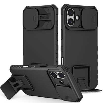 For iPhone 16 Plus Stereoscopic Holder Sliding Camshield Phone Case(Black) - iPhone 16 Plus Cases by PMC Jewellery | Online Shopping South Africa | PMC Jewellery | Buy Now Pay Later Mobicred