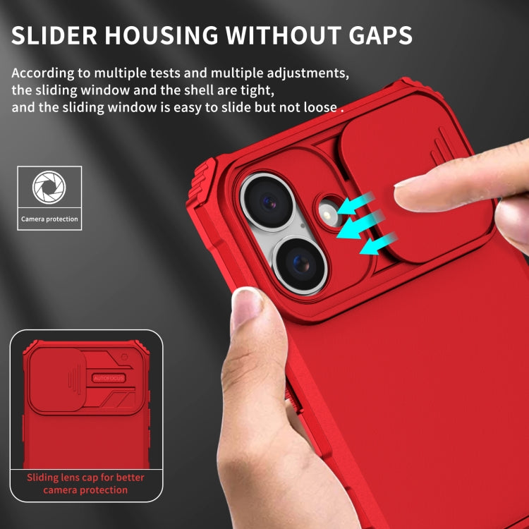 For iPhone 16 Plus Stereoscopic Holder Sliding Camshield Phone Case(Red) - iPhone 16 Plus Cases by PMC Jewellery | Online Shopping South Africa | PMC Jewellery | Buy Now Pay Later Mobicred