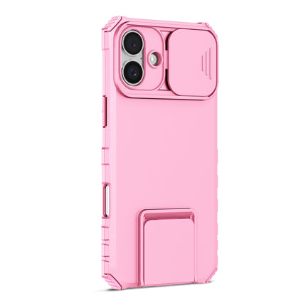 For iPhone 16 Stereoscopic Holder Sliding Camshield Phone Case(Pink) - iPhone 16 Cases by PMC Jewellery | Online Shopping South Africa | PMC Jewellery | Buy Now Pay Later Mobicred