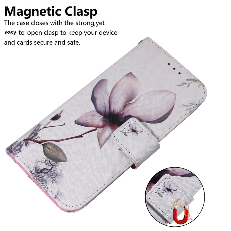 For iPhone 16e Coloured Drawing Flip Leather Phone Case(Magnolia) - iPhone 16e Cases by PMC TechLife | Online Shopping South Africa | PMC TechLife | Buy Now Pay Later Mobicred