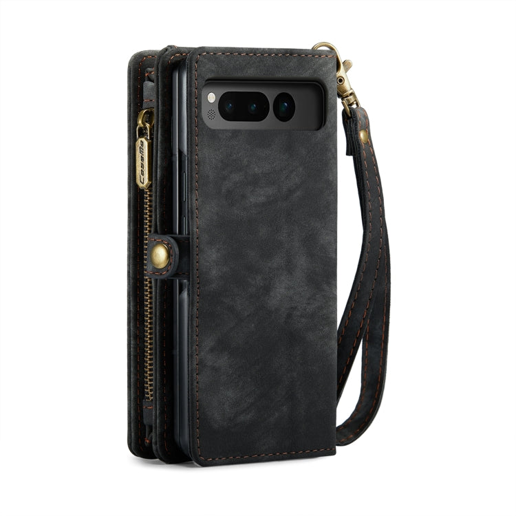 For Google Pixel Fold CaseMe 008 Detachable Multifunctional Retro Frosted Horizontal Flip Phone Leather Case with Zipper Wallet(Black) - Google Cases by CaseMe | Online Shopping South Africa | PMC Jewellery | Buy Now Pay Later Mobicred