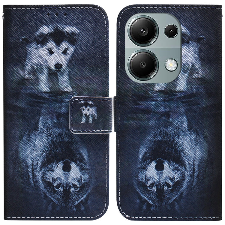 For Xiaomi Redmi Note 13 Pro 4G Coloured Drawing Flip Leather Phone Case(Wolf and Dog) - Note 13 Pro Cases by PMC TechLife | Online Shopping South Africa | PMC TechLife | Buy Now Pay Later Mobicred