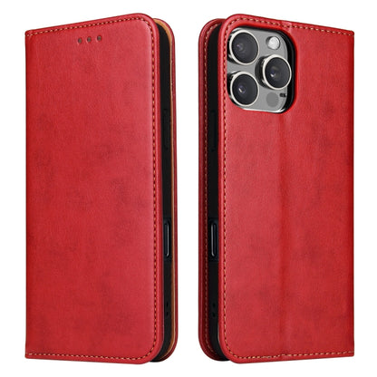 For iPhone 16 Pro Max Fierre Shann PU Genuine Leather Texture Phone Case(Red) - iPhone 16 Pro Max Cases by FIERRE SHANN | Online Shopping South Africa | PMC Jewellery | Buy Now Pay Later Mobicred