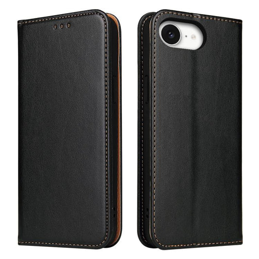 For iPhone 16e Fierre Shann PU Genuine Leather Texture Phone Case(Black) - iPhone 16e Cases by FIERRE SHANN | Online Shopping South Africa | PMC Jewellery | Buy Now Pay Later Mobicred