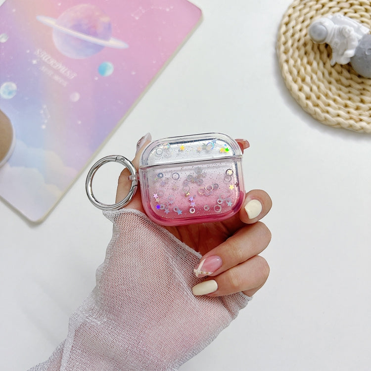 For AirPods Pro Transparent Glitter Bluetooth Earphone Protective Case(Red) - For AirPods Pro by PMC Jewellery | Online Shopping South Africa | PMC Jewellery | Buy Now Pay Later Mobicred