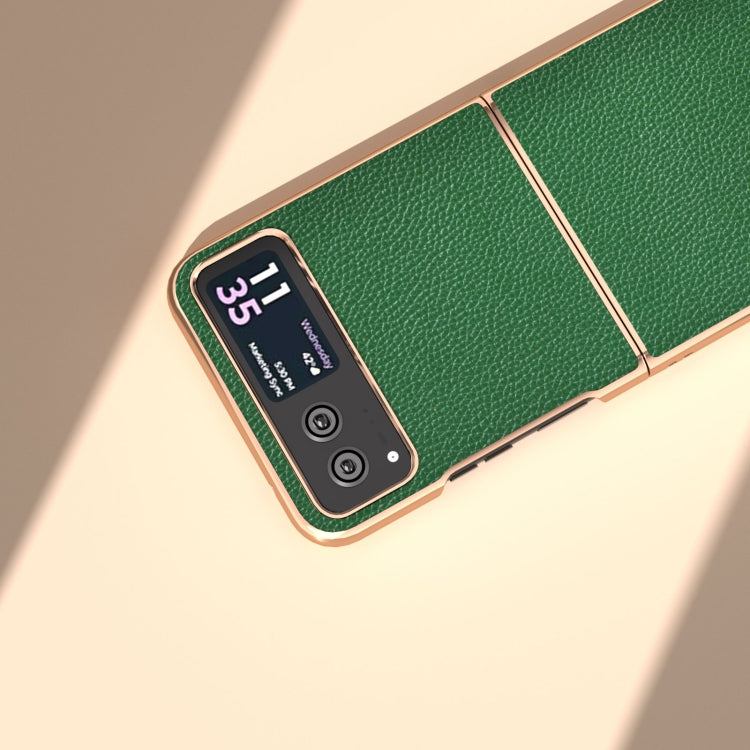 For Motorola Razr 40 Genuine Leather Mino Series Nano Plating Phone Case(Green) - Motorola Cases by PMC TechLife | Online Shopping South Africa | PMC TechLife | Buy Now Pay Later Mobicred