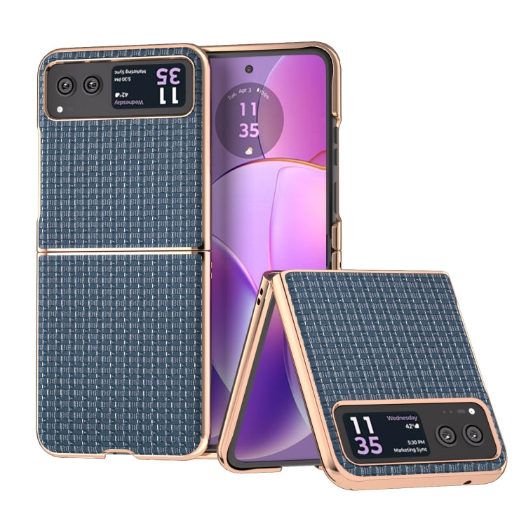 For Motorola Razr 40 Genuine Leather Luxury Series Nano Plating Phone Case(Royal Blue) - Motorola Cases by PMC TechLife | Online Shopping South Africa | PMC TechLife | Buy Now Pay Later Mobicred