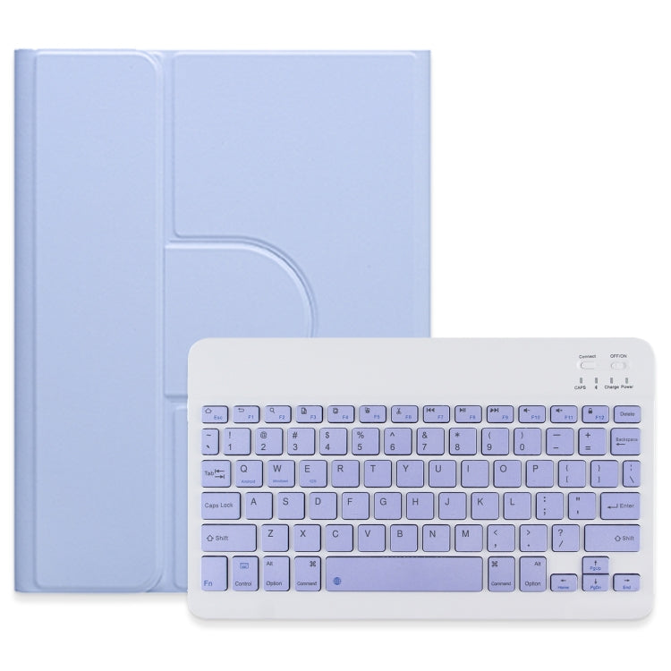 For iPad 10.2 2021 / Air 2019 Square Button 360 Degree Rotatable Bluetooth Keyboard Leather Case(Light Purple) - Universal by PMC TechLife | Online Shopping South Africa | PMC TechLife