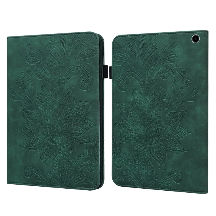For Amazon Fire Max 11 Lace Flower Embossing Pattern Leather Tablet Case(Green) - Amazon by PMC TechLife | Online Shopping South Africa | PMC TechLife | Buy Now Pay Later Mobicred