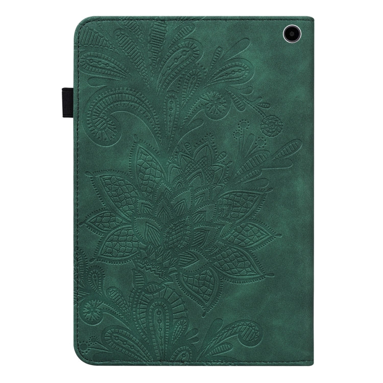 For Amazon Fire Max 11 Lace Flower Embossing Pattern Leather Tablet Case(Green) - Amazon by PMC TechLife | Online Shopping South Africa | PMC TechLife | Buy Now Pay Later Mobicred